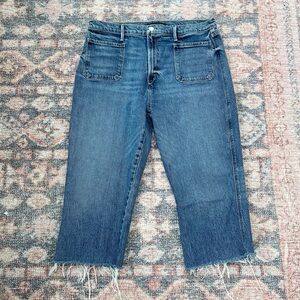 Joe’s Jeans Cropped Raw Hem Denim Capri Cropped Jeans with Flat Front Pocket